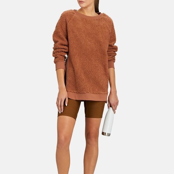 Varley Tops - Varley Oakden Pullover Sweatshirt Crew Zipper Orange Sherpa Size Large H12631